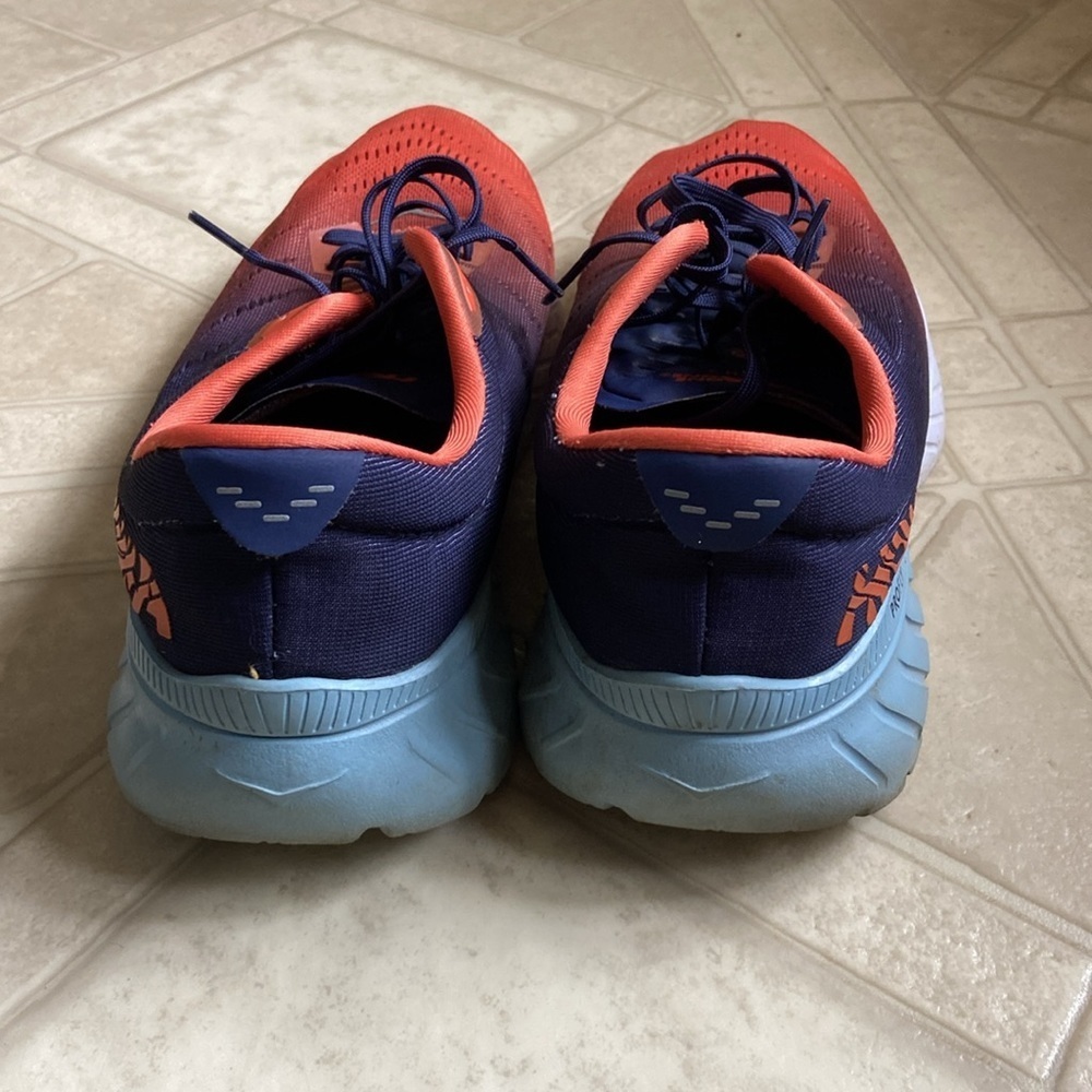 HOKA One One Men’s Size 10 Mach 2 Running Shoe Blue/Orange PROFLY Mesh - Picture 2 of 8